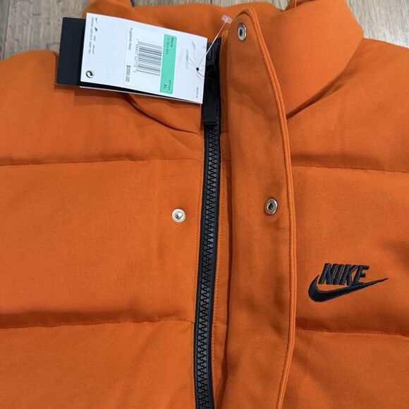 Men's XL-Nike Sportswear Tech Oversized Zip Puffer Down Warm Jacket Orange - Picture 3 of 6